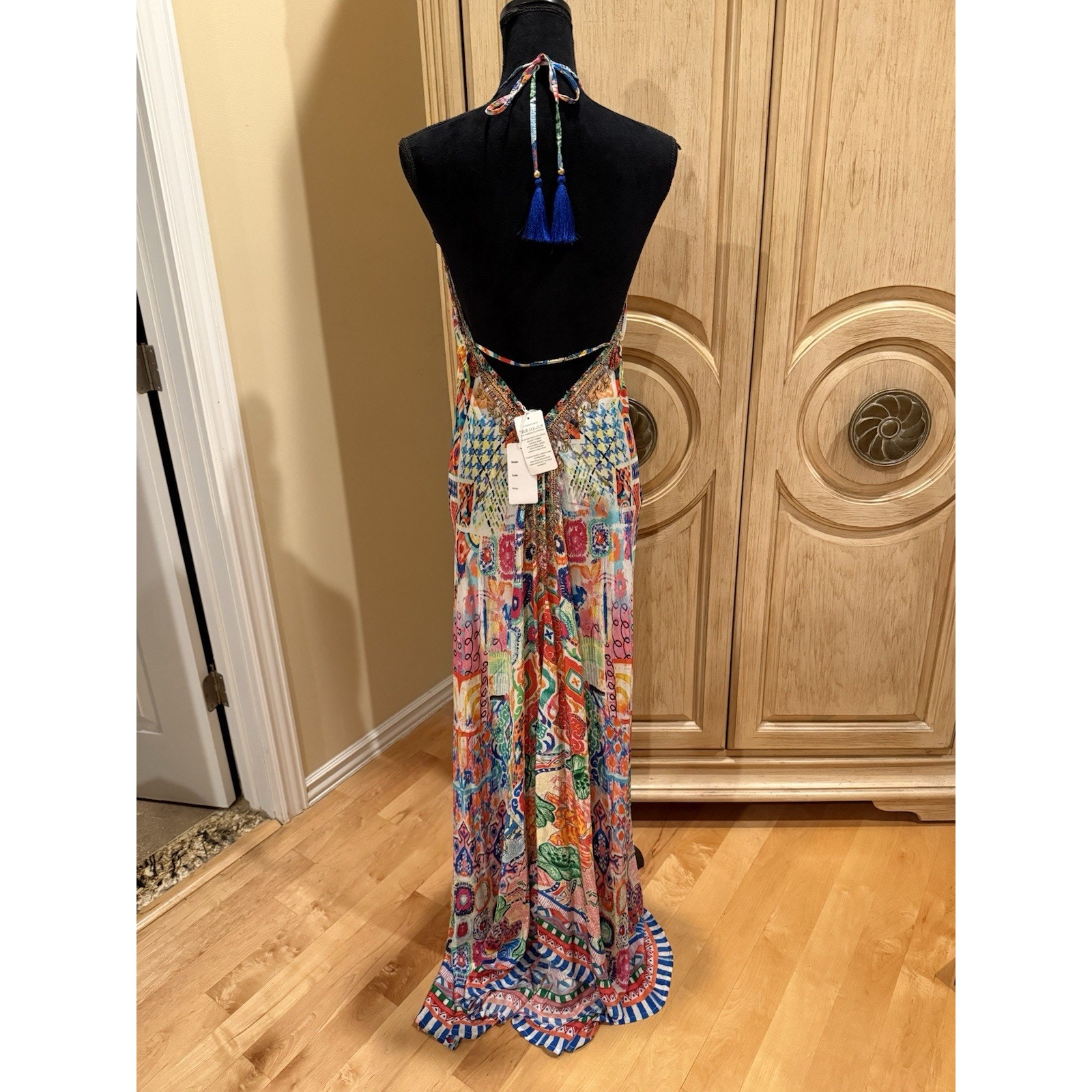 True Colours La Moda Halter Resort Maxi Dress Sz S/M Nwt — image 4 of 4